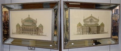 Lot 1198 - A pair of John-Richard decorative architectural prints of the Paris opera house within large...