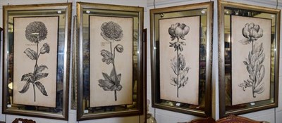 Lot 1199 - A set of four John-Richard botanical furnishing prints within mirrored and silvered frames 72cm...