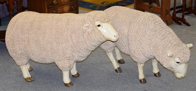 Lot 1206 - A pair of fibreglass models of sheep