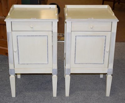 Lot 1235 - A pair of modern painted bedside cupboards 40cm square by 73cm