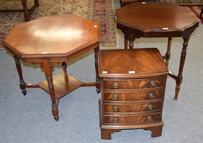 Lot 1288 - An Edwardian octagonal plant table, 75cm by 64cm together with another similar, 69cm by 74cm,...