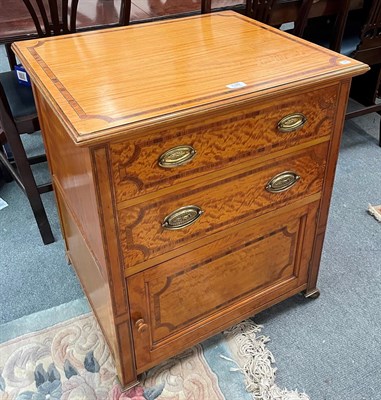 Lot 1329 - James Shoolbred & Co, late Victorian satinwood and rosewood cross banded cabinet, late 19th...