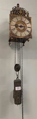 Lot 1330 - A lantern form hook and spike striking wall clock, unsigned, late 18th century, lantern form...