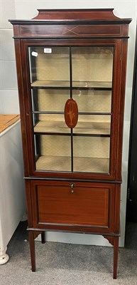 Lot 1334 - An Edwardian mahogany inlaid display/music cabinet, 61cm by 30cm by 167cm high