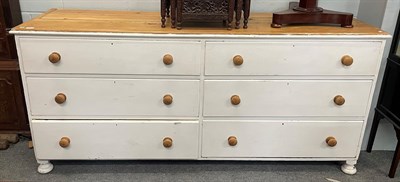 Lot 1337 - A Victorian pine dresser base (lacking top) 207cm by 58cm by 94cm high