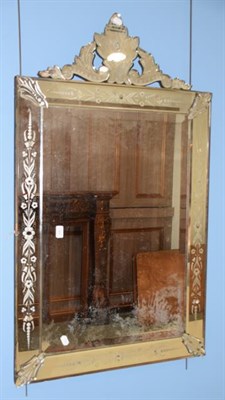 Lot 1341 - An early 20th century frameless mirror, 100cm by 75cm high
