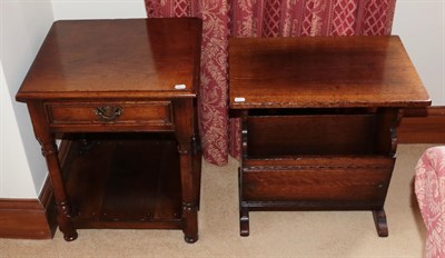 Lot 1365 - A Titchmarsh & Goodwin oak lamp table (modern), with a single drawer raised on turned legs...