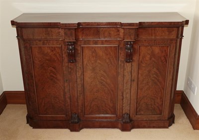 Lot 1367 - A Victorian mahogany cradenza, circa 1870, with two moulded drawers above a central moulded...