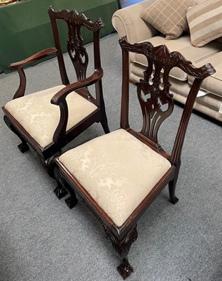 Lot 1384 - Two 19th century Chippendale style mahogany dining chairs, a carver and side chair