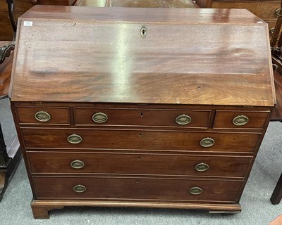 Lot 1395 - A George III mahogany bureau, 117cm by 54cm by 107cm