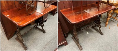 Lot 1413 - Two 19th century pub tables on cast iron bases, one with makers mark