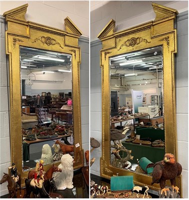 Lot 1430 - A pair of modern Regency style gilt-framed mirrors, 90cm by 170cm