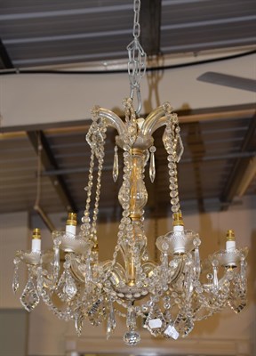 Lot 1436 - A Venetian style lustre drop six light chandelier