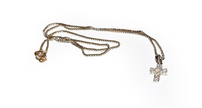 Lot 171 - An 18 carat white gold diamond cross pendant on chain, the round brilliant cut diamonds in a...