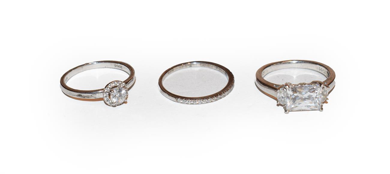 Lot 186 - Three paste set rings, of various designs