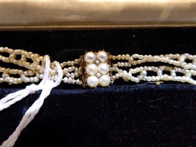 Lot 226 - A seed pearl necklace, cased (a.f.) and a French hair comb decorated with rose cut diamonds,...