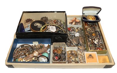Lot 235 - A quantity of costume jewellery including cameo brooches, paste set jewellery, brooches,...