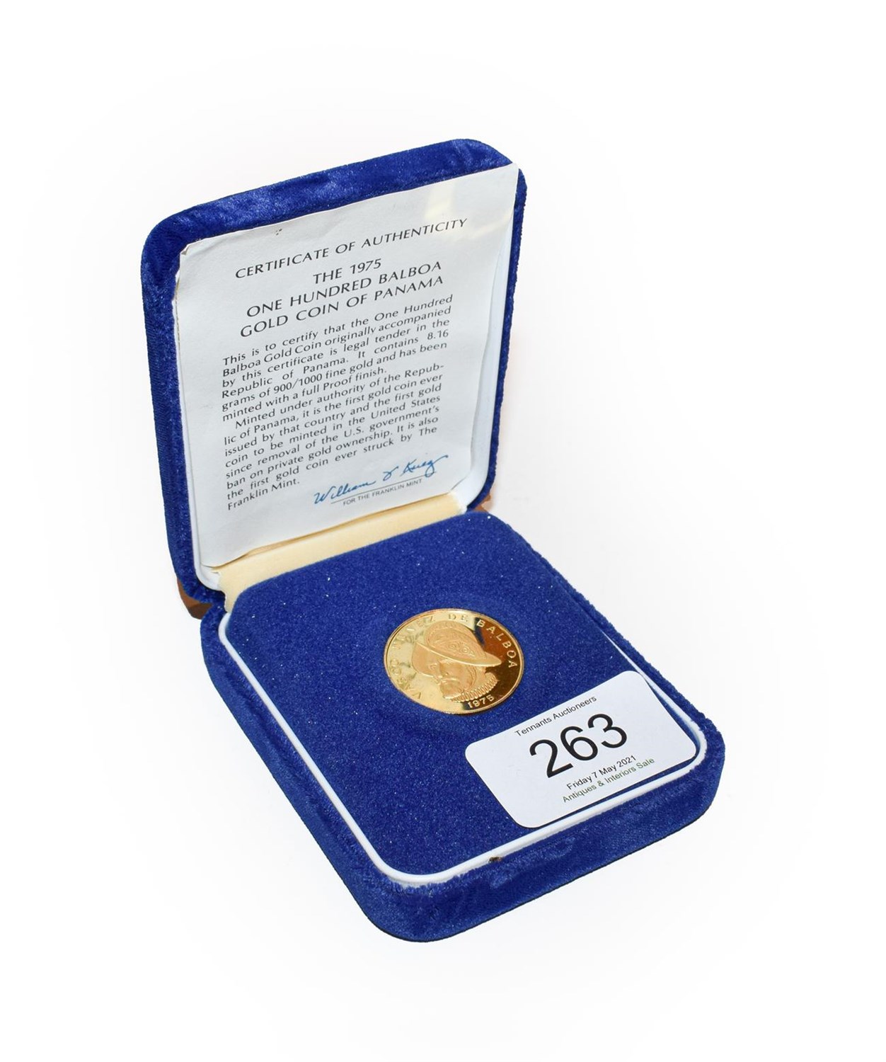 Lot 263 - A 1975 100 Balboas coin Panama