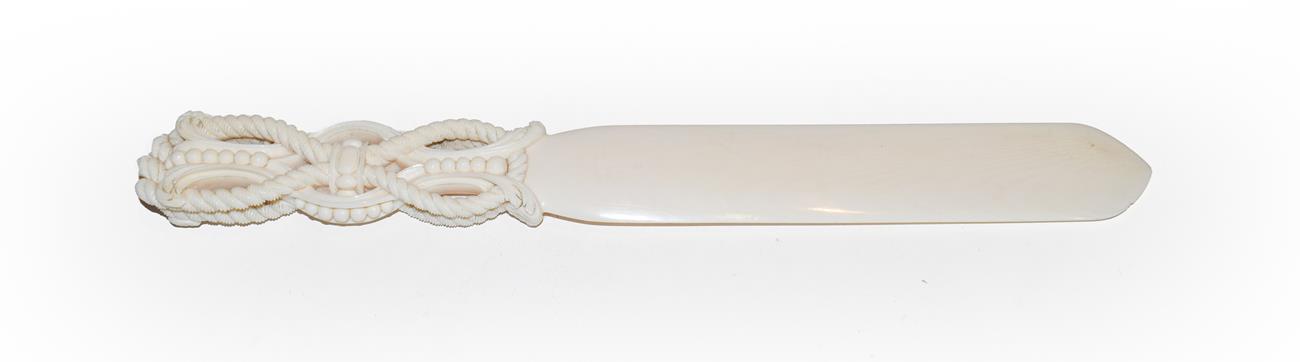 Lot 265 - Early 20th century ivory letter opener circa 1909, 32cm