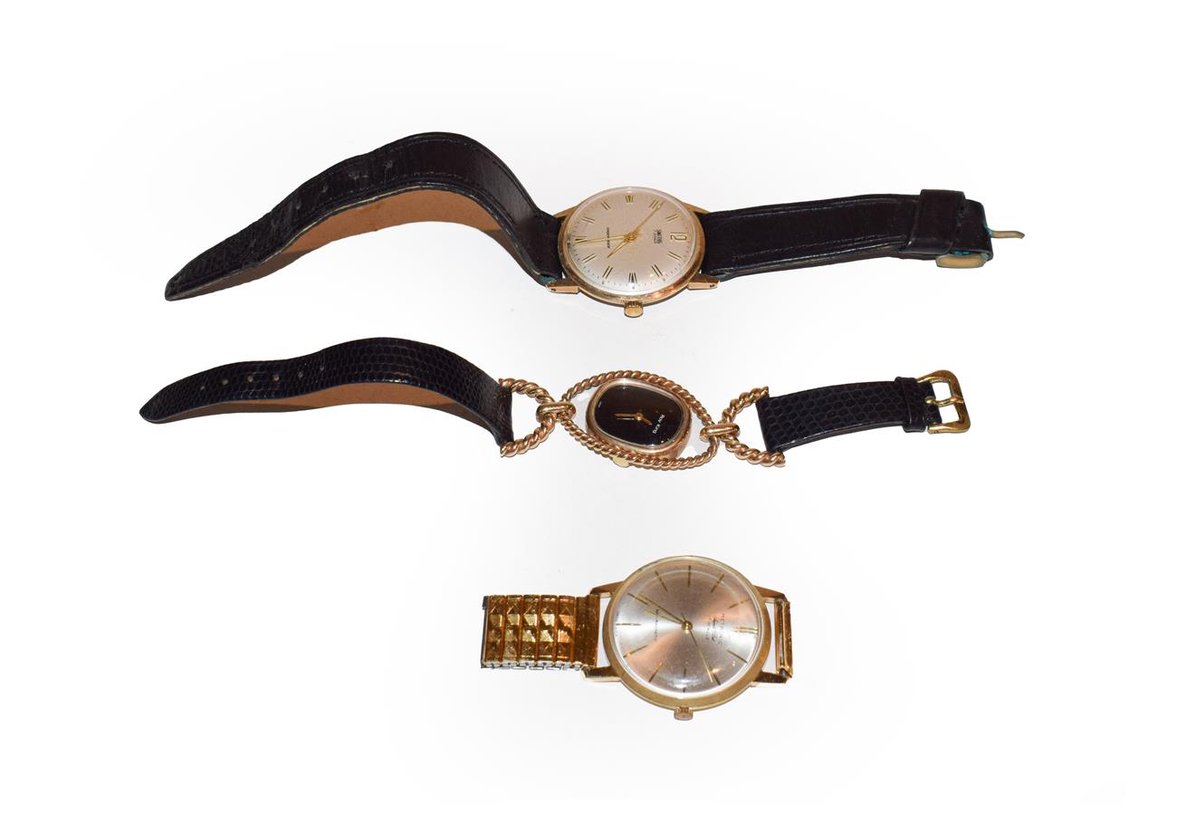 Lot 268 - A lady's 9 carat gold wristwatch signed Roy King, together with a gents gold plated wristwatch,...