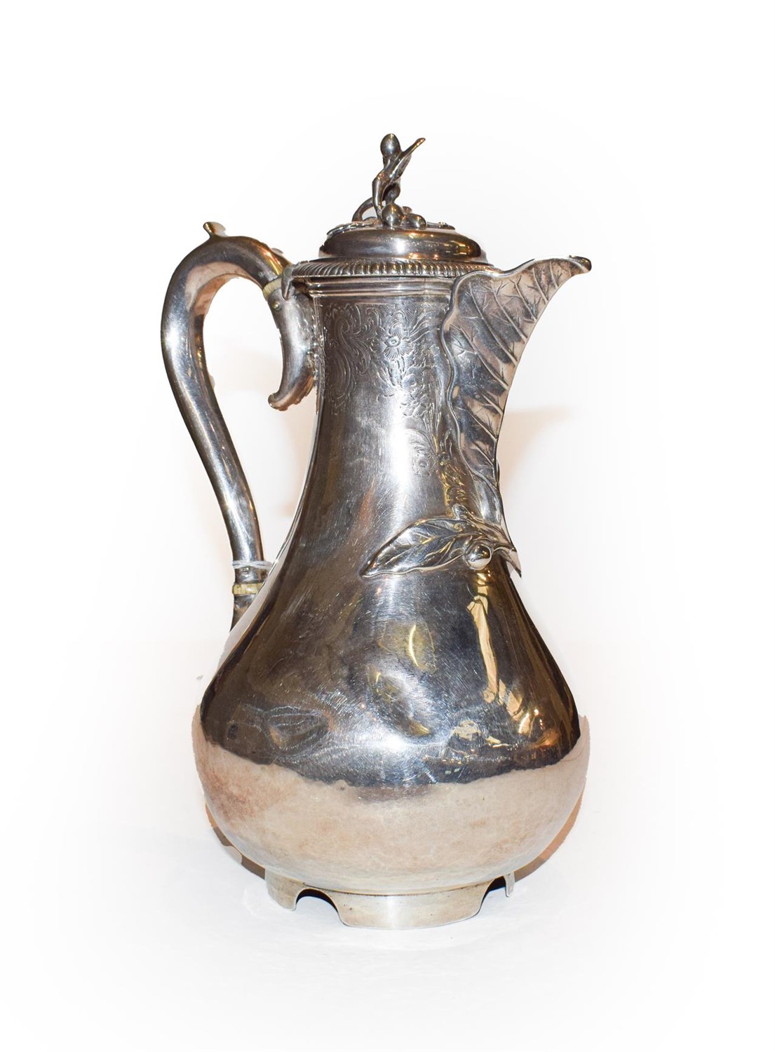 Lot 286 - A George III silver hot water jug, by John Parker and Edward Wakelin,  London, 1761, the handle and