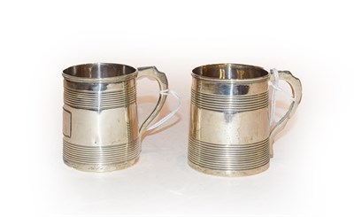 Lot 288 - Two George III silver mugs, one possibly by Elizabeth Morley, London, 1813, the other marks...