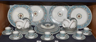 Lot 291 - A Wedgwood Florentine pattern part service including, dinner plates, dessert plates, teacups,...