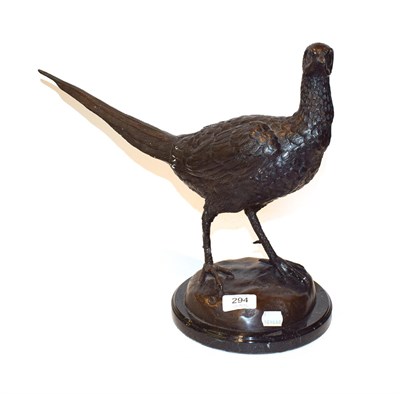 Lot 294 - Cast bronze pheasant, 45cm long by 34cm high