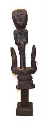 Lot 300 - A 20th Century Dyak Hampatung/Fertility Post, Borneo, with Janus carved figure of a man and...