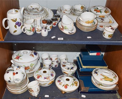 Lot 326 - Two shelves of Royal Worcester Evesham pattern dinner and tea wares including tureens, egg...