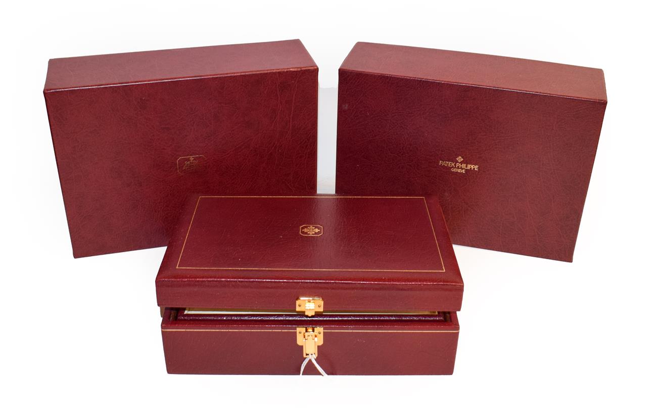Lot 350 - Patek Philippe inner and outer watch boxes with booklets and paperwork holder wallet, together with