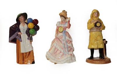 Lot 368 - Royal Doulton figures of Lifeboat Man, Balloon Lady & Sharon (boxed) (3)