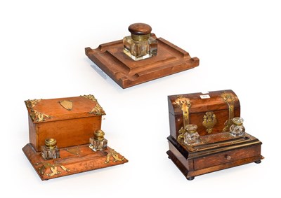 Lot 375 - Victorian walnut inkstand/correspondence box and two others (3)