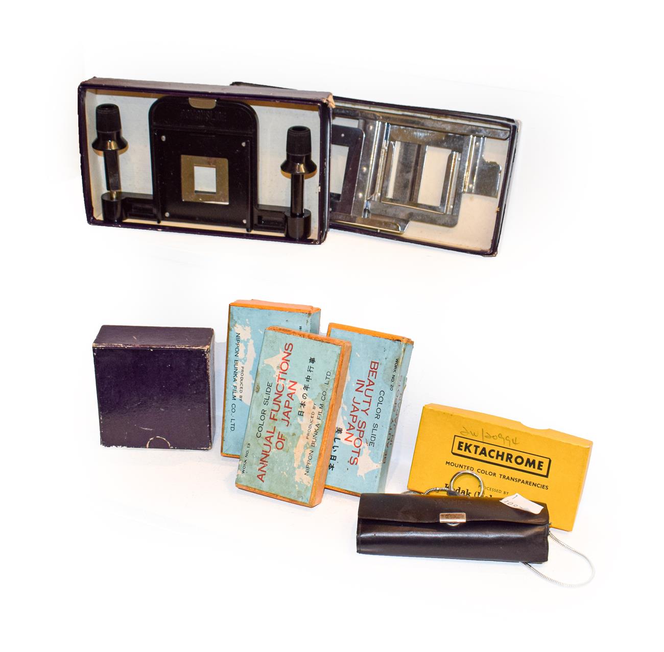 Lot 383 - Miniature Yashica camera and case, assorted slides, viewer etc