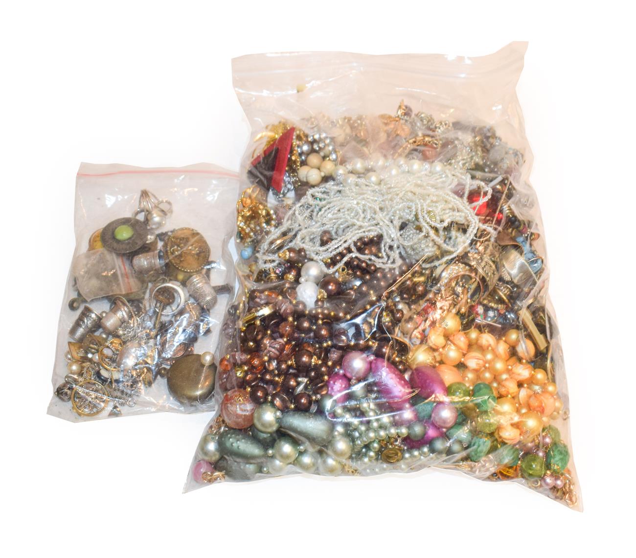 Lot 384 - Quantity of various costume and silver jewellery including beaded necklaces, rings, pendants etc