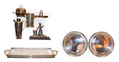 Lot 385 - Quantity of assorted silver plate, 1958 presentation figure/lighters engraved Westminster...