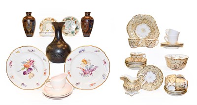 Lot 391 - Circa 1830 Hillditch tea service, pair cloisonne vases, Guangxu saucer and other ceramics including