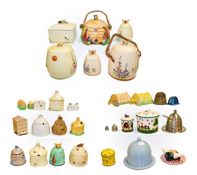 Lot 412 - A collection of beehive honey pots including Griselda Hill Pottery, Wedgwood and Crown Devon (three