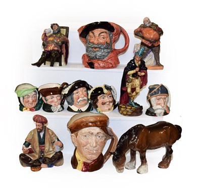 Lot 428 - A quantity of Royal Doulton figures and character jugs including Falstaff, the Foaming Quart...