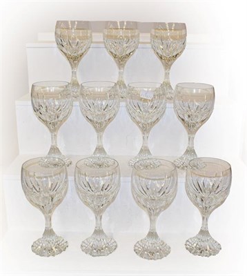 Lot 429 - Baccarat glass 'Massena' pattern a set of eleven red wine glasses (one tray)