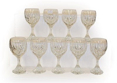 Lot 430 - Baccarat glass 'Massena' pattern a set of nine white wine glasses (one tray)