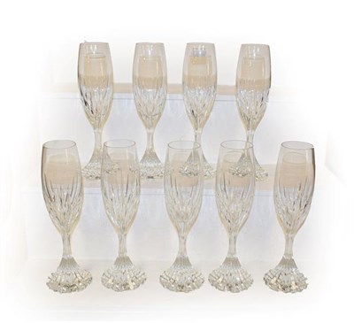 Lot 432 - Baccarat glass 'Massena' pattern a set of nine champagne flutes (one tray)