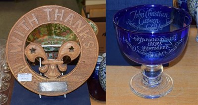 Lot 440 - A commemorative pedestal bowl commemorating the Curwen family together with another...