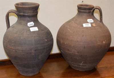 Lot 456 - Two amphora terracotta vessels, largest 36cm