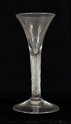 Lot 11 - A Wine Glass, circa 1750, the drawn trumpet bowl on an air twist stem and plain foot, 17.5cm high