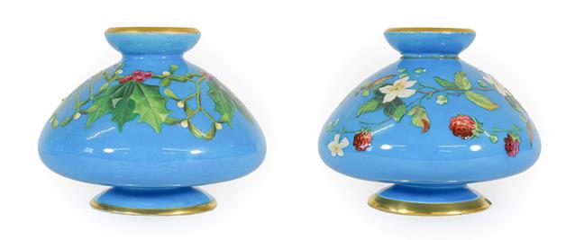Lot 27 - A Pair of Minton Porcelain Vases, probably by William Mussill, circa 1875, of conical form with...