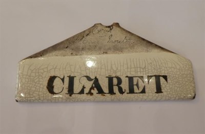 Lot 41 - A Pair of Creamware Bin Labels, 19th century, both inscribed CLARET, 14cm wide; Three Similar...