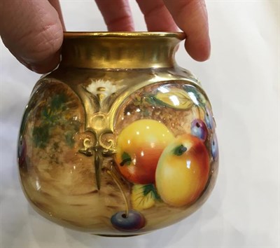 Lot 48 - A Royal Worcester Porcelain Pot Pourri Vase and Pierced Cover, 2nd half 20th century, of lobed oval