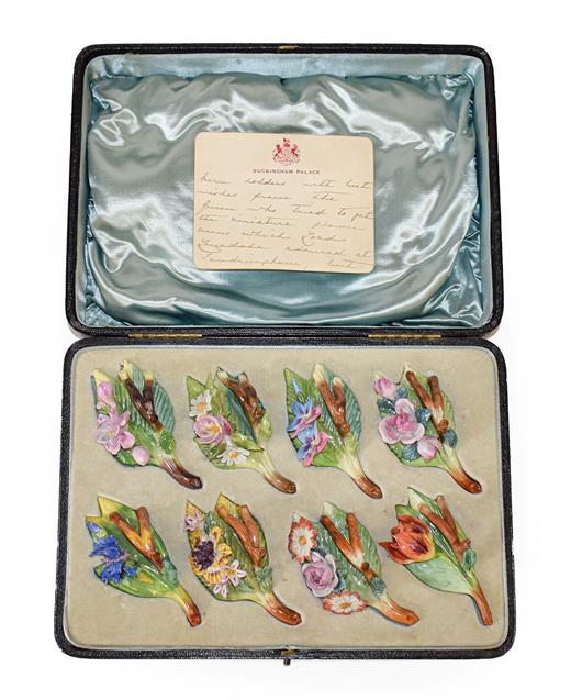 Lot 59 - Of Royal Interest: A Set of Eight Carl Thieme, Potschappel Porcelain Menu Holders, circa 1928, each