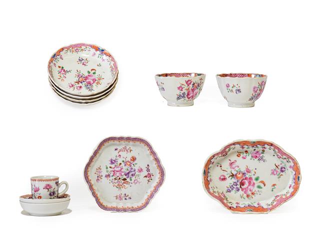 Lot 70 - A Chinese Porcelain Miniature Coffee Cup and Two Saucers, Qianlong, painted in famille rose enamels